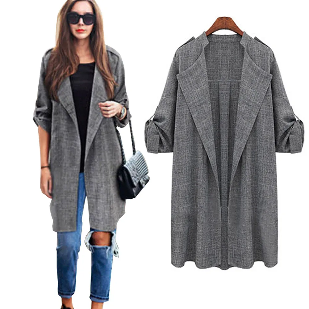 2017 Hot Sale Women Autumn Casual Plus Size Clothing Fashion Long Cardigan Trench Female Ladies ...