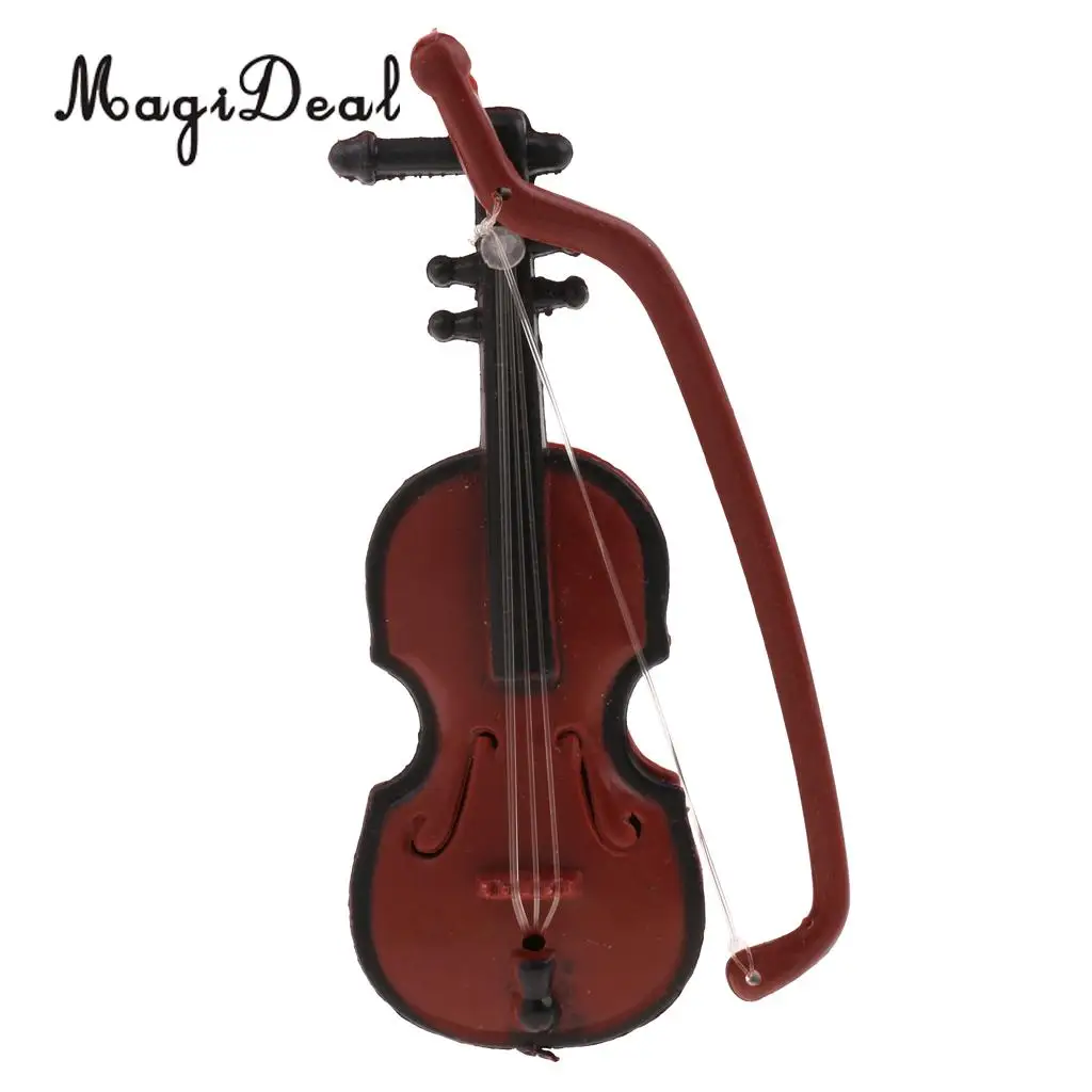 MagiDeal 1/12 Scale Dollhouse Miniature Musical Instrument Plastic Violin Model Figures Display Decor Acc for Dolls Home Office