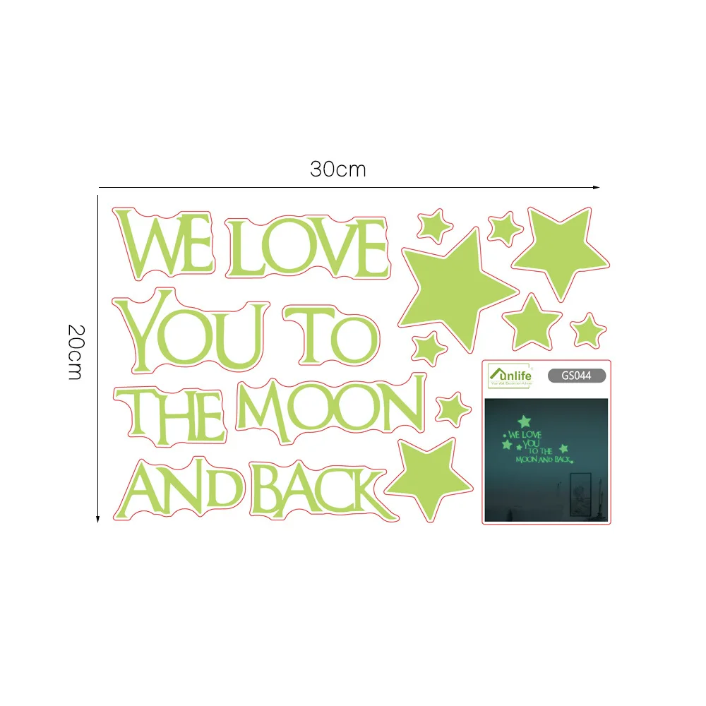 Funlife светящаяся Наклейка на стену LOVE YOU TO THE MOON 3D флуоресцентная буквы для