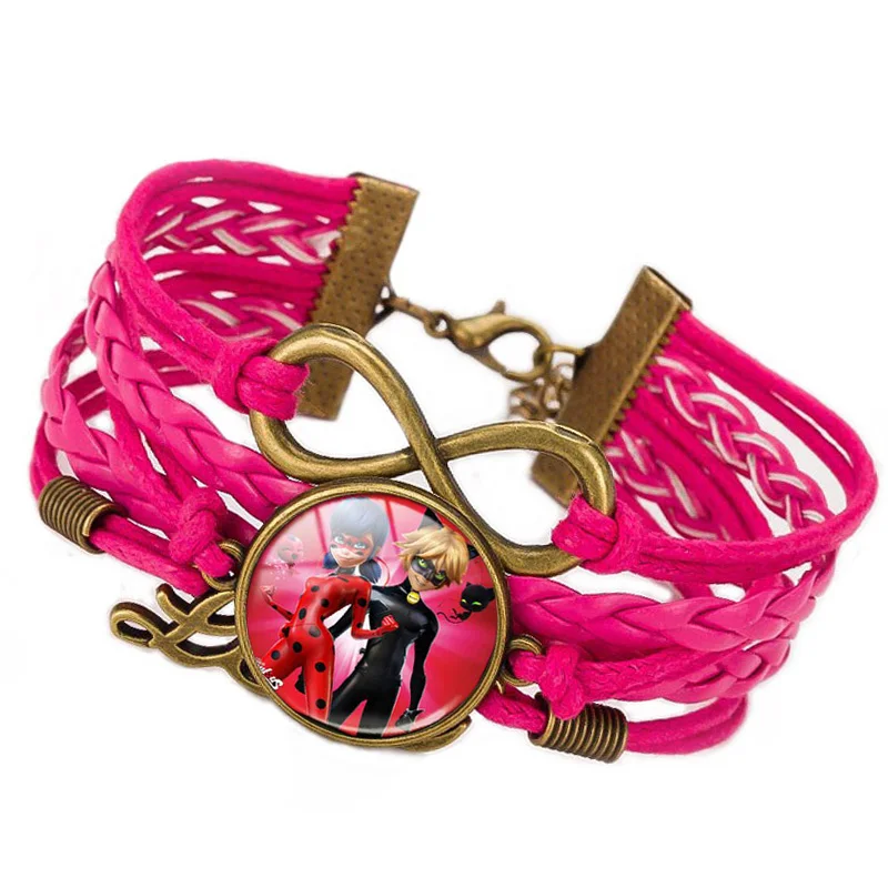 

New Cartoon Ladybird Fashion Photo Jewelry Bracelet black unlimited love leather rope Bracelets Bangles Bracelet For Kids