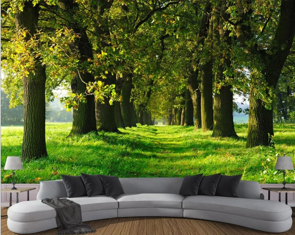 papel de parede 3d yesil manzara duvar