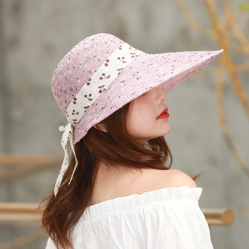 2019 جديد أزياء النساء ظلة قبعة توسيع حافة Bowknot ديكور تنفس شاطئ كاب ل الصيف Gorras الفقرة Hombre