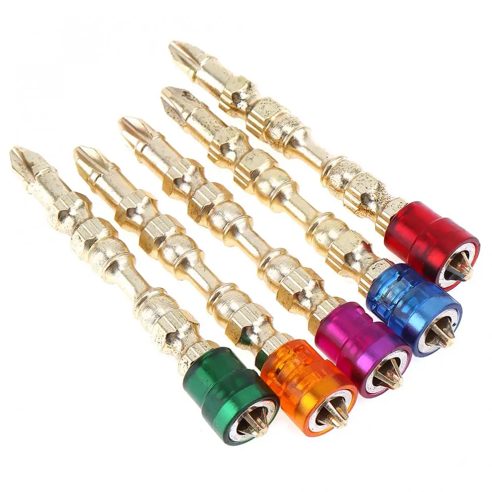 

5pcs 6.5mm Titanium Plated Colorful Cross Head Screwdriver Bit Lengthen Magnetic Tool Screw Driver Bit