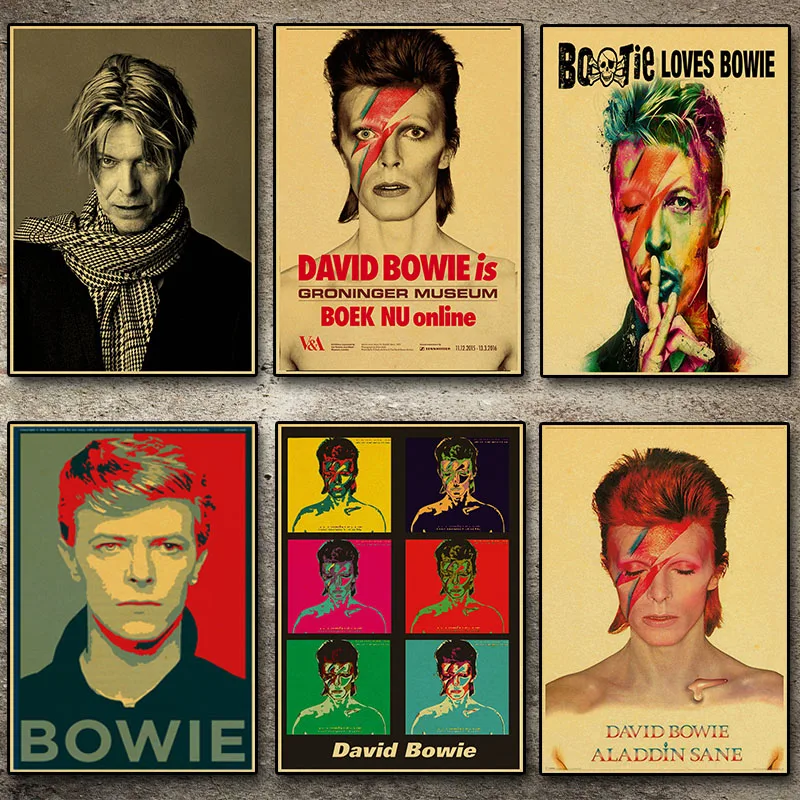 

Rock singer David Bowie poster Retro Rock Band Music Kraft Paper vintage Poster Bar Cafe Dining room Wall Decorative