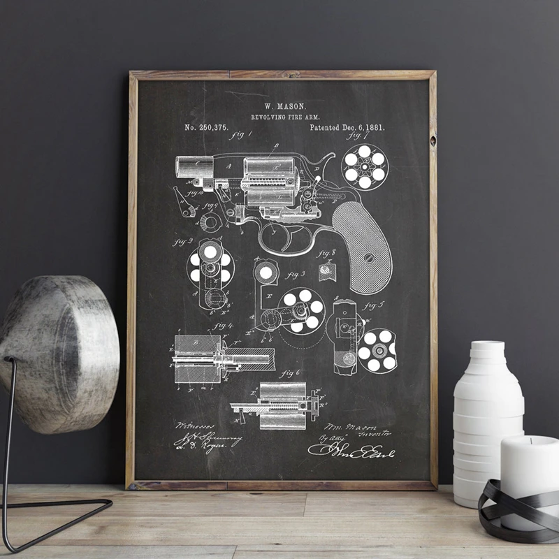 

Colt M1889 Revolver Patent Wall Art Canvas Prints Gun Enthusiast Posters Military Wall Decor Vintage Blueprint Painting Gift