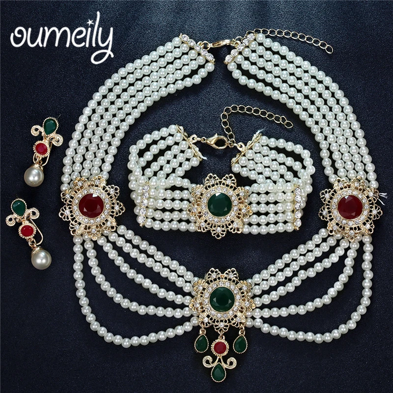 

OUMEILY Jewelry Sets African Nigerian Beads Necklace Round Luxury Fashion Women Jewelry Set Dubai Bridal Wedding Decorations