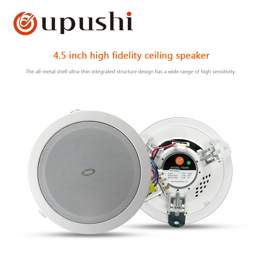 Oupushi домашняя музыкальная система 4,5 дюймов полный спектр потолочных динамиков 3 Вт, 6 Вт, 10 Вт в стене аудио колонки с домашним усилителем