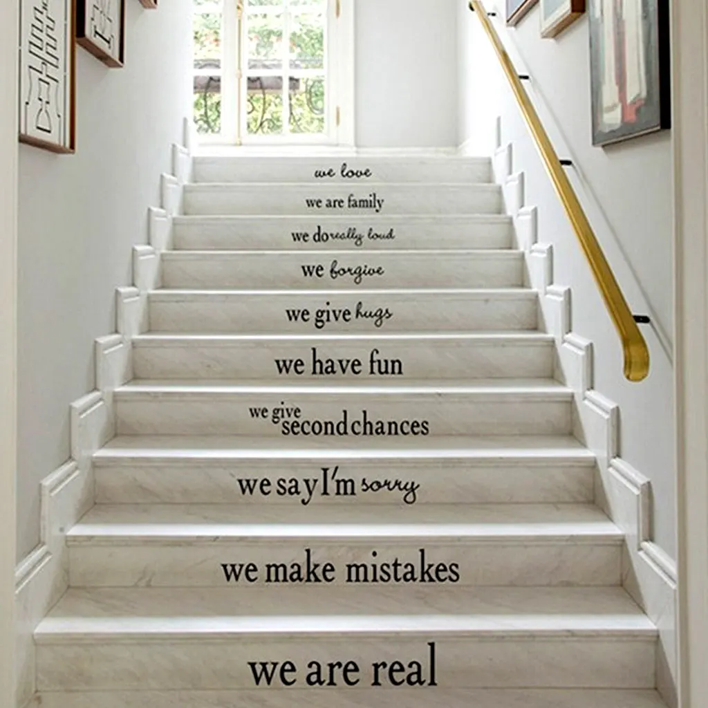 

Removable English Quotes Wall Stickers for Staircase Wall Door Decoration, DIY Decals for Living Room Bedroom Office Study