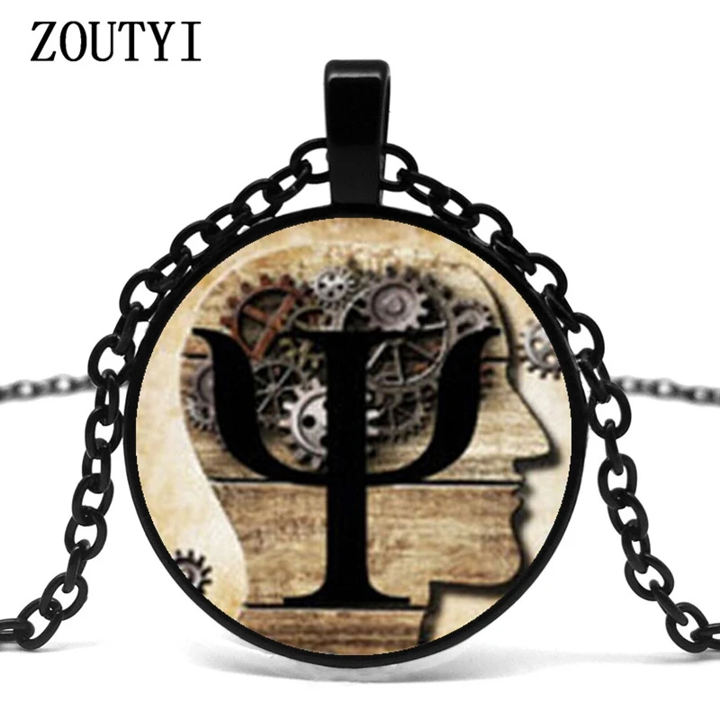

2018/ New Steampunk Symbol Necklace Psychology Pendant Glass Dome Pendant Female Necklace Men's Gift Necklace.