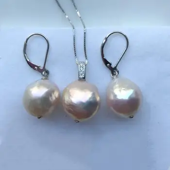 

Large Pearl Necklace Earrings Set,freshwater Pearl Necklace Earrings Set S925