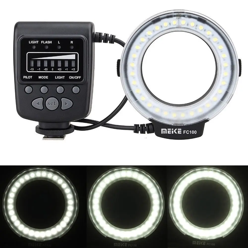 Meike FC-100 FC100 Macro Ring Flash& Auto Focus Tube Ring for Canon EOS 650D 700D 70D 7D II 60D T4i T3i 6D Nikon FUJI Flashes