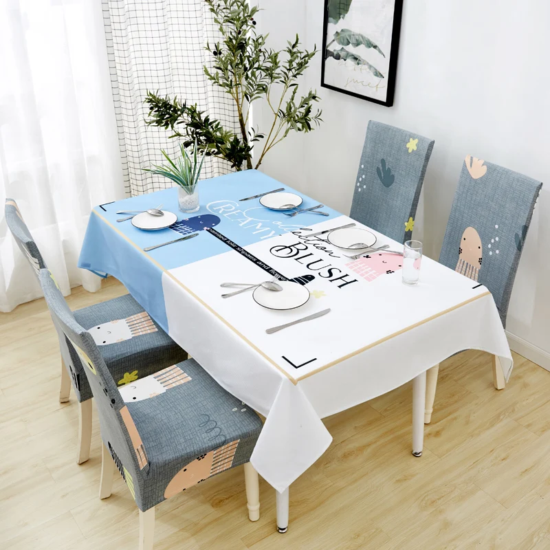 

iDouillet Printed Tablecloth Chair Cover Waterproof Spill-proof Cotton Linen Table Cover for Kitchen Dinning Tabletop Decoration
