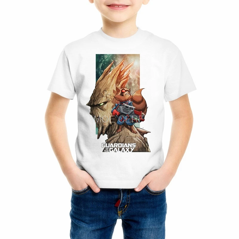 Лето Забавный I AM GROOT футболка стражи галактики 2 мальчиков/девочек/детей/Babys аниме