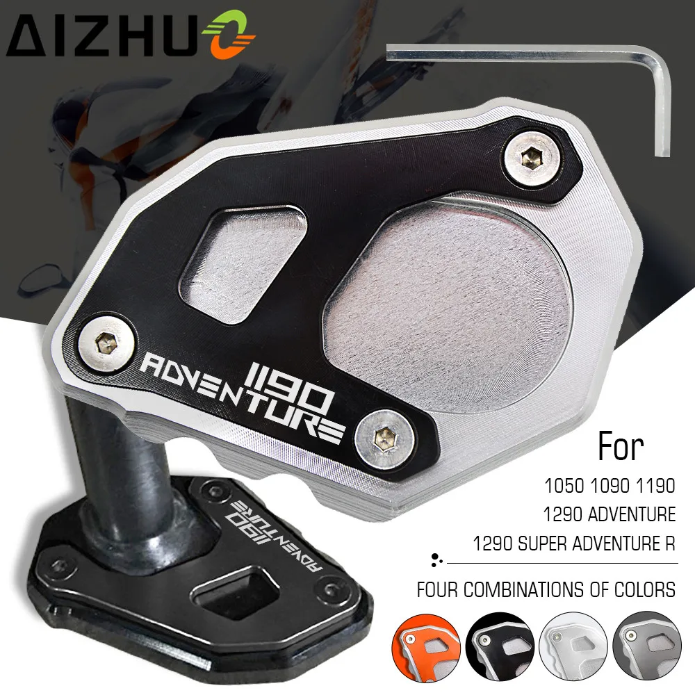 For KTM 1190 Adventure Motorcycle Side Stand Enlarge Plate CNC Aluminum 1190 Adventure LOGO Moto Kickstand Extension Support Pad