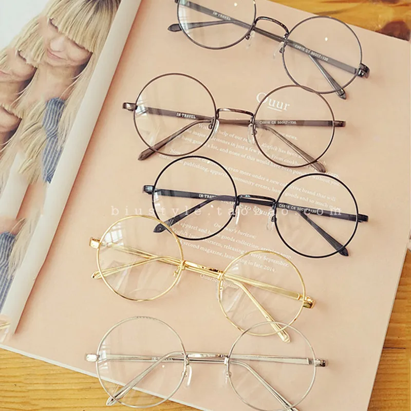 Круглые золотые прозрачные очки для близорукости, прозрачные очки в оправе, женские и мужские очки, оправа для очков, прозрачные линзы, оптические Золотые очки, Lunette