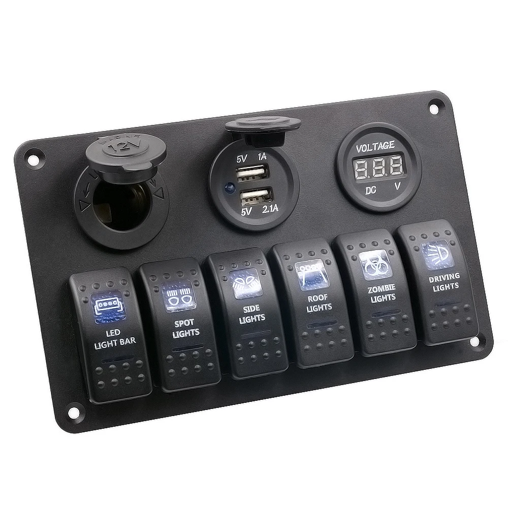Pre wired Car Boat Switch Power Panel Flush Mount 6 Gang ...
