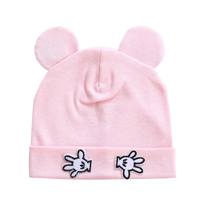 Новая весенняя шапка для маленьких мальчиков, хлопковые шапочки для новорожденных, шапочки для девочек, милые Мультяшные Детские шапочки для маленьких мальчиков и девочек, аксессуары BH022 - Цвет: Розовый