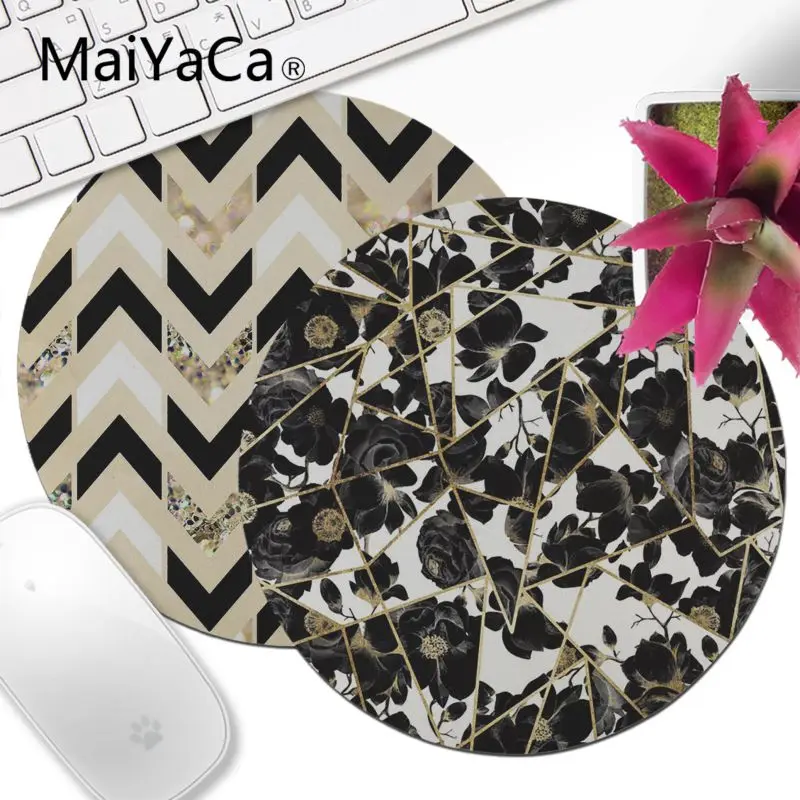 

MaiYaCa Black and White Marble and Rose Gold DIY Design Pattern Game Round Mousepad Soft Accessories gaming mouse pad as gift