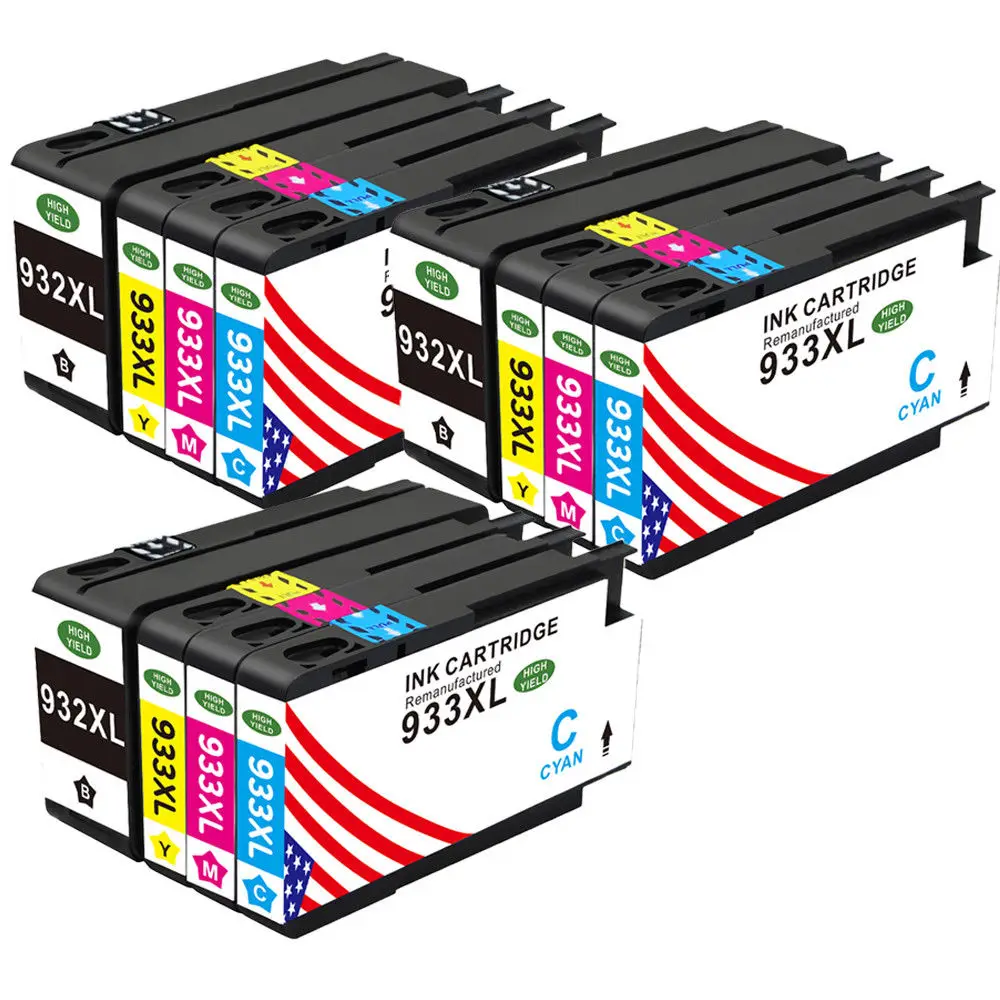 TONER KINGDOM 12pcs/set Premium 932XL 933XL High Yield Ink Cartridge