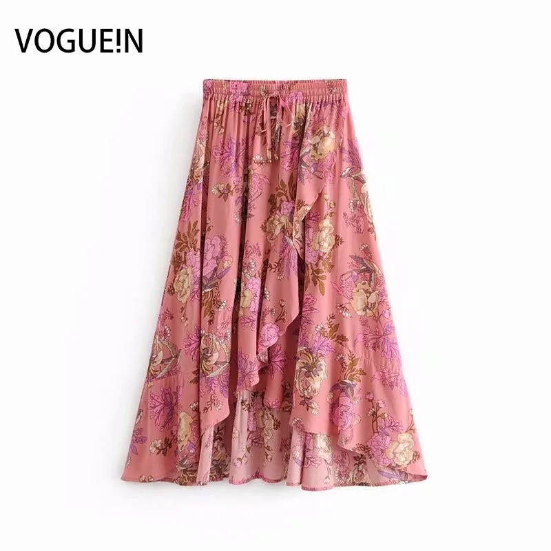 VOGUEIN новые женские эластичные талии трапециевидной формы с цветочным принтом