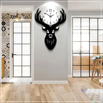 

Nordic Style Deer Head DIY Wall Clock Deer Modern Deer Antler Density Fibreboard Wall Clock Animals Home Decorations Gifts
