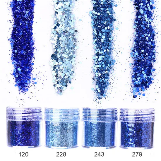 3 шт 10 мл блестящий порошок Набор Chanmpange океан синие блестки матовые Блестки для ногтей блестки украшения для ногтей - Цвет: Set 14