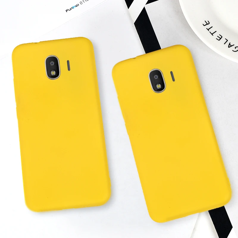 Желтый матовый Силиконовый чехол для samsung Galaxy J3 J4 J6 J7 дуэт Макс Плюс J2 Pro 2018 конфеты