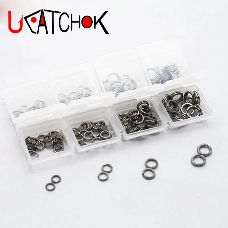 

UCOK 150pcs/box Double Loop Circle Ring Stainless Steel lures connector components Fish Snap Lure Tackle Connector accessories