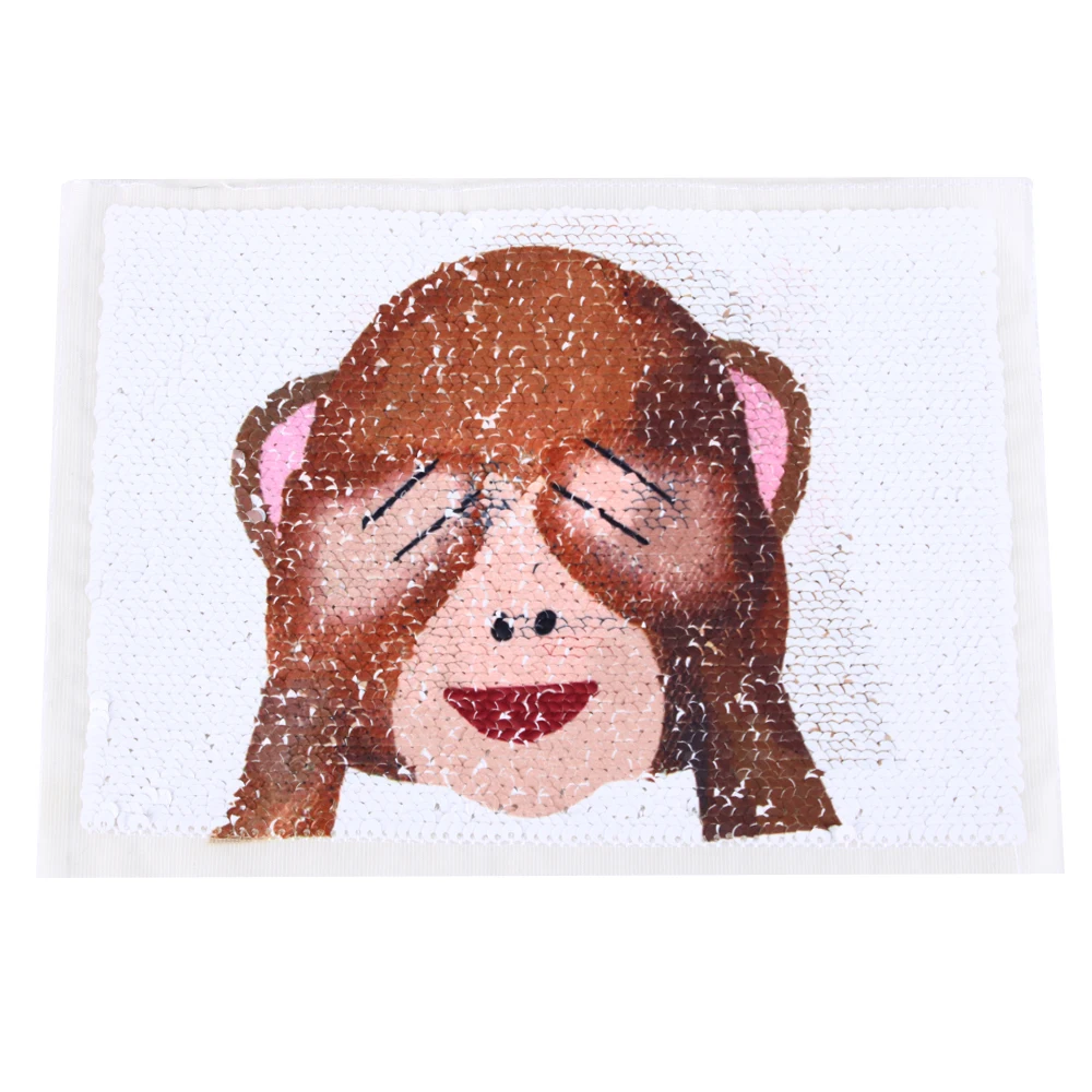

1 Pc DIY Crafts Reversible Cartoon Monkey Sequins Sew On Patch for Clothes Coat Sweater Embroidered Paillette Patch Applique