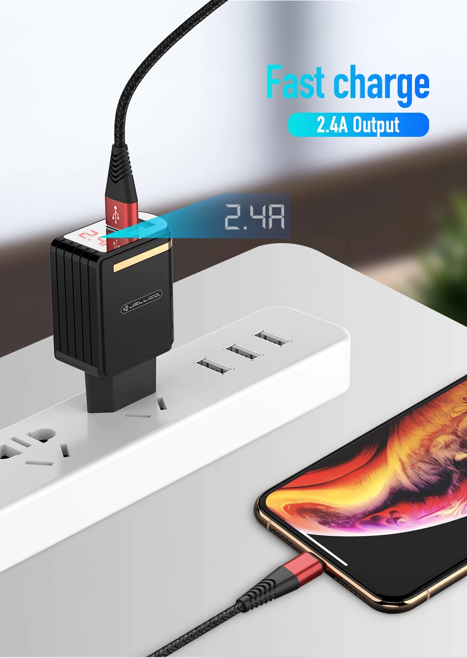 Jellico светодиодный дисплей 2 USB зарядное устройство для iPhone 2.4A Быстрая зарядка настенное зарядное устройство для samsung Xiaomi EU штекер светодиодный зарядное устройство для мобильного телефона