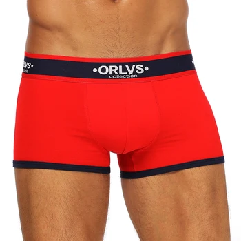 

ORLVS Brand 50PC/LOT Wholesale Men Underwear Male Boxers Comfortable Underpants Breathable Cotton Quick Dry Men Boxers Cueca