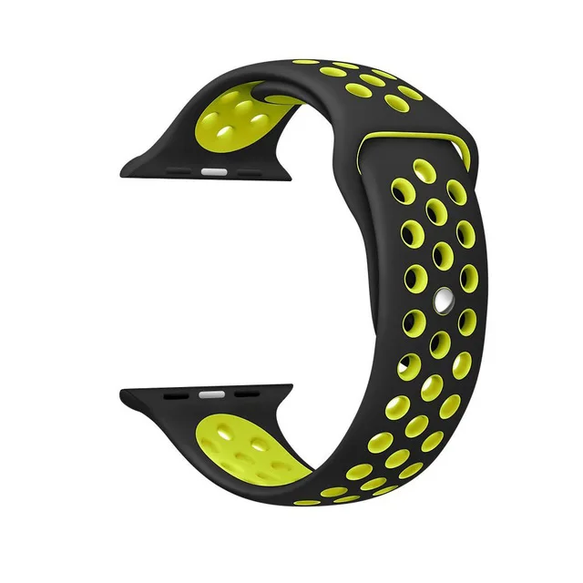 Силиконовый ремешок для Nike apple watch series 4/3/2/1, 42 мм, 38 мм, версия: светящийся браслет силиконовый браслет адаптер наручных часов iwatch, 40/44 мм наручных часов Apple watch, версии - Цвет ремешка: 8 Black yellow