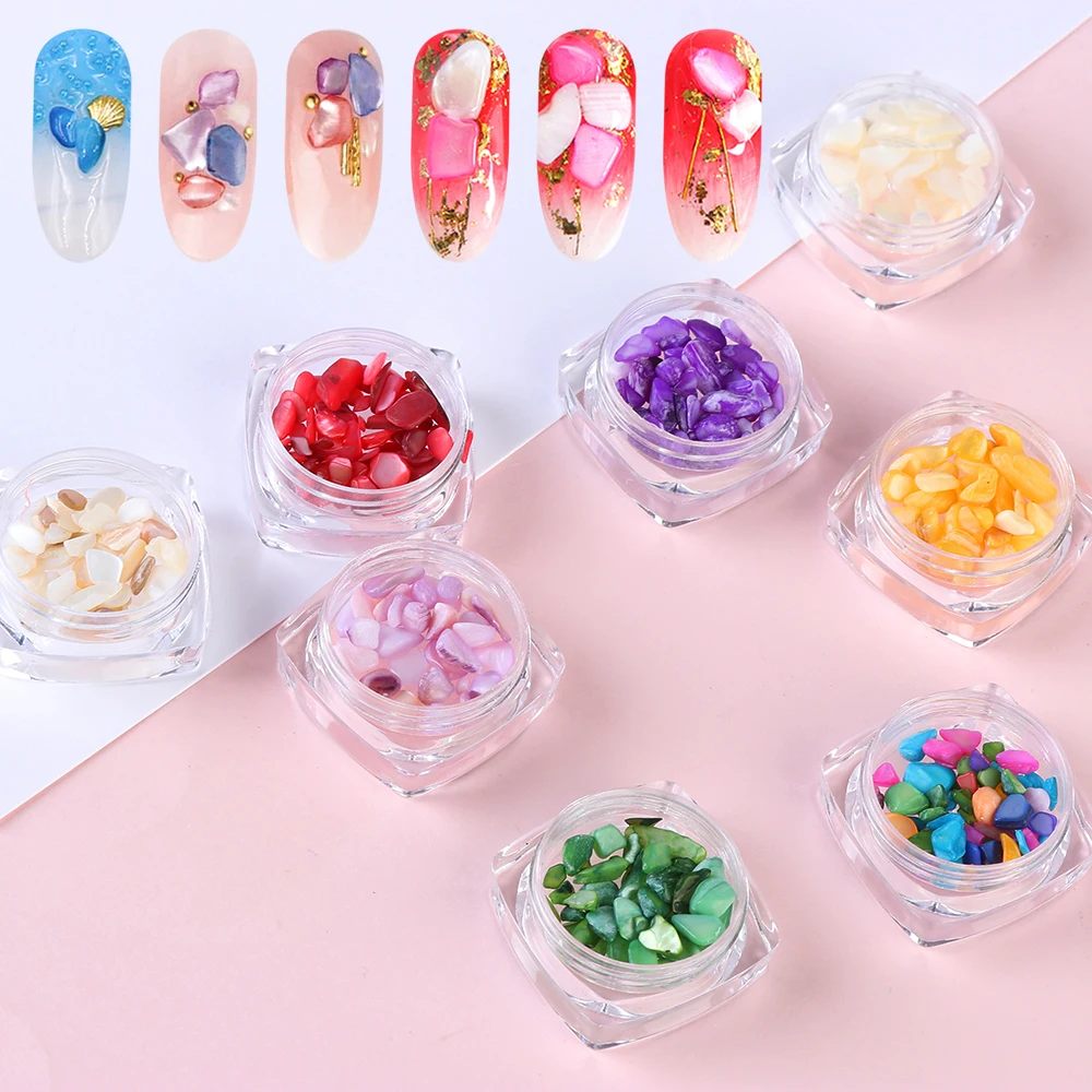 

12 Colors Natural Light Nail Seashell Slices Particle Crushed Shell Charm Manicure Nail Art Glitter Decoration Tools Stone Decor