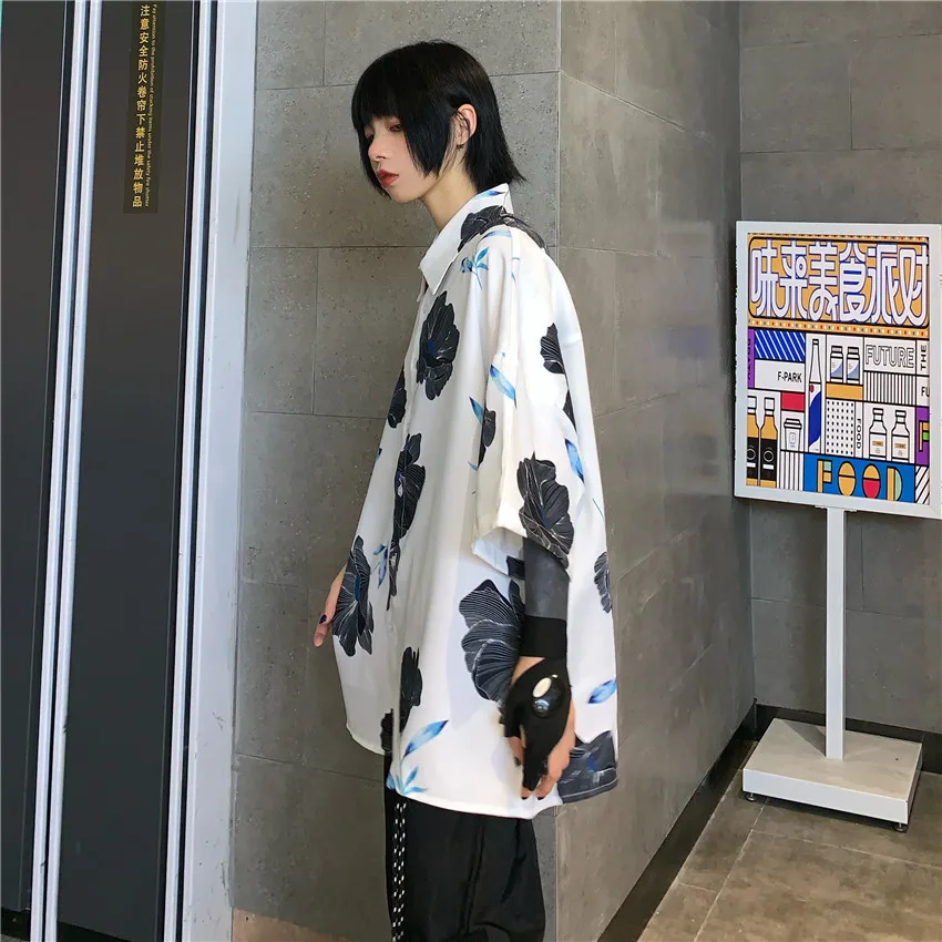 Neploe Harajuku блузка с цветочным принтом женская и Мужская Повседневная рубашка