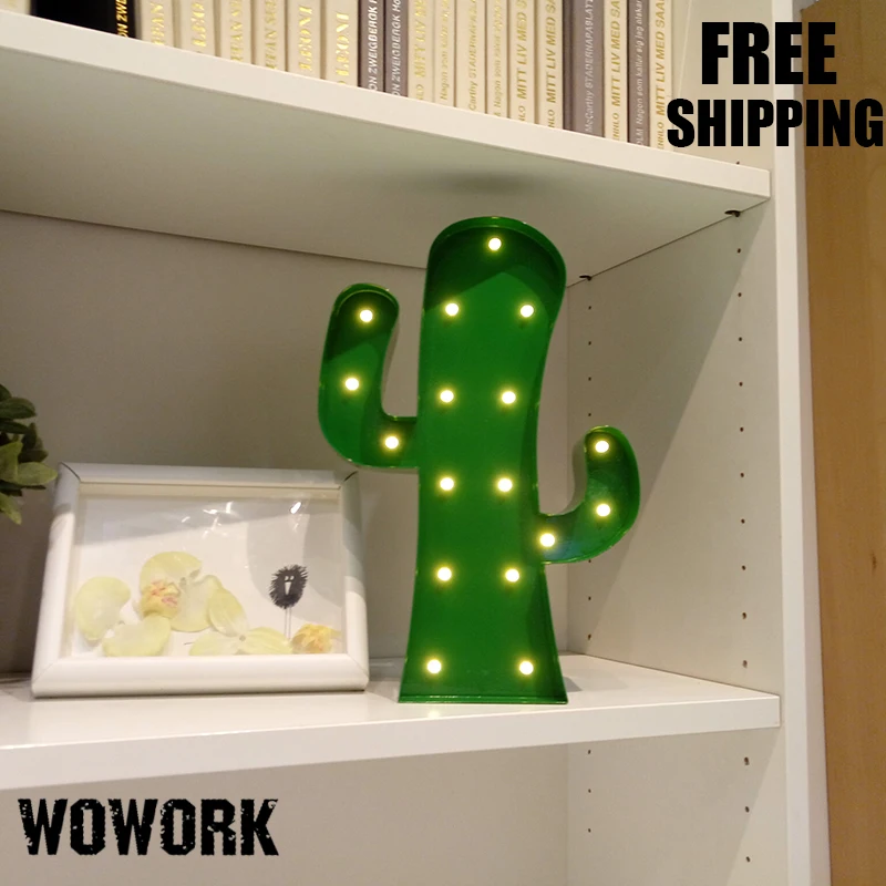 Cactus Vintage Marquee Lights Mini Led Christmas Lights Metal Desk Lamp Cacti Illuminated Signs