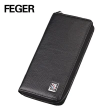 Дизайн, кожзам, мужской клатч, кошелек, кошелек для наличных, мужской клатч, Сумка с отделением для монет, длинный держатель для карт, Винтажный Мужской кошелек FEGER