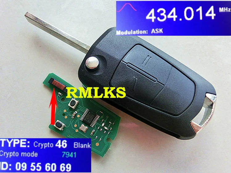 RMLKS подходит для Astra H/Zafira B флип-ключ дистанционного управления 2 кнопки для(Vauxhall/для Opel) Полный 433 МГц T14 ID46 PCF7941 чип - Количество кнопок: 433MHz PCF7941 Chip