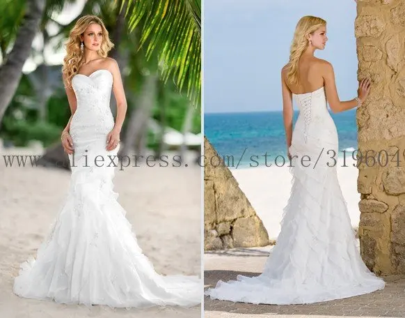 E5468 Strapless Sweetheart Sheath Long Length Many Layer Summer