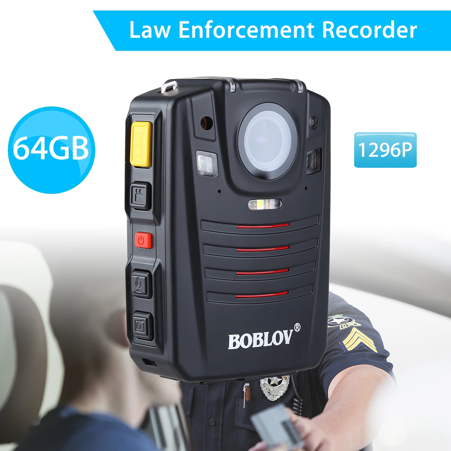 BOBLOV HD66-07 1296P 128GB Ambarella A7 Body камера Аудио Видео рекордер 2,0 lcd ночное видение полицейская камера gps Пульт дистанционного управления