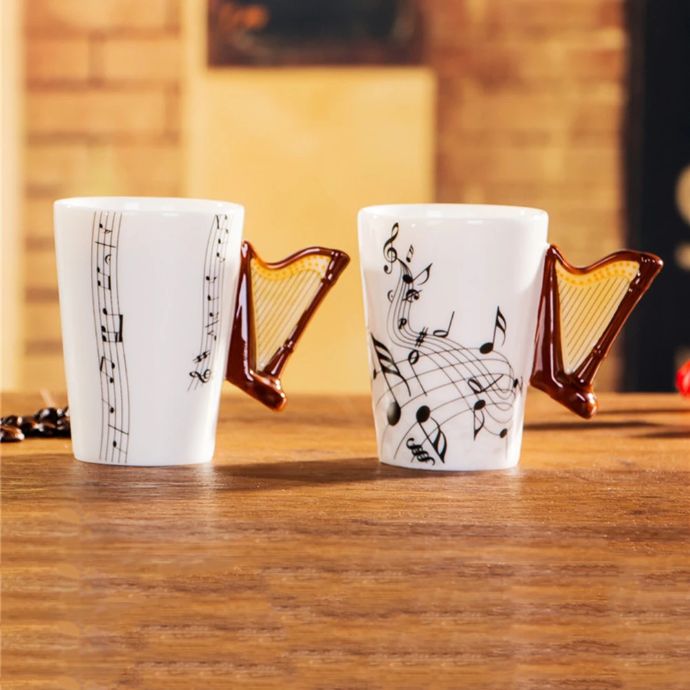 1 шт. индивидуальная гитара керамическая чашка Музыка Примечание Чувствительная кружка чашка термостойкая кофейная кружка для чая молока Рождественский подарок для дома кафе