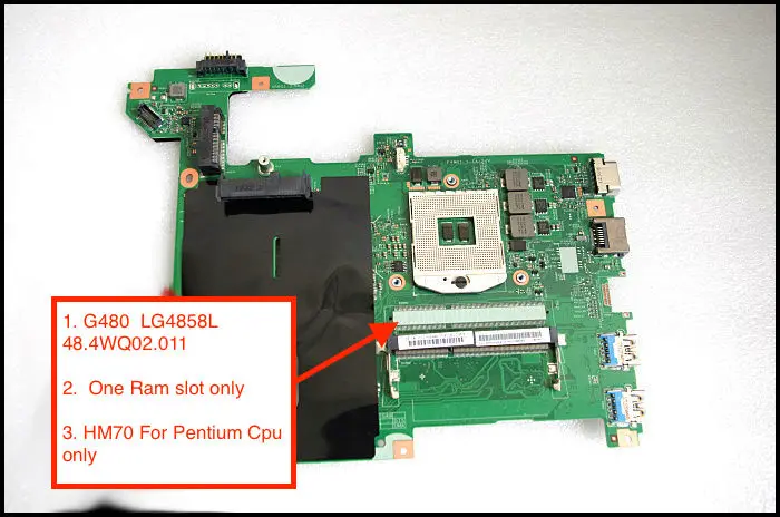 

Free shipping LG4858L For Lenovo G480 motherboard with One Ram Slot (HM70 Support Pentium cpu only )