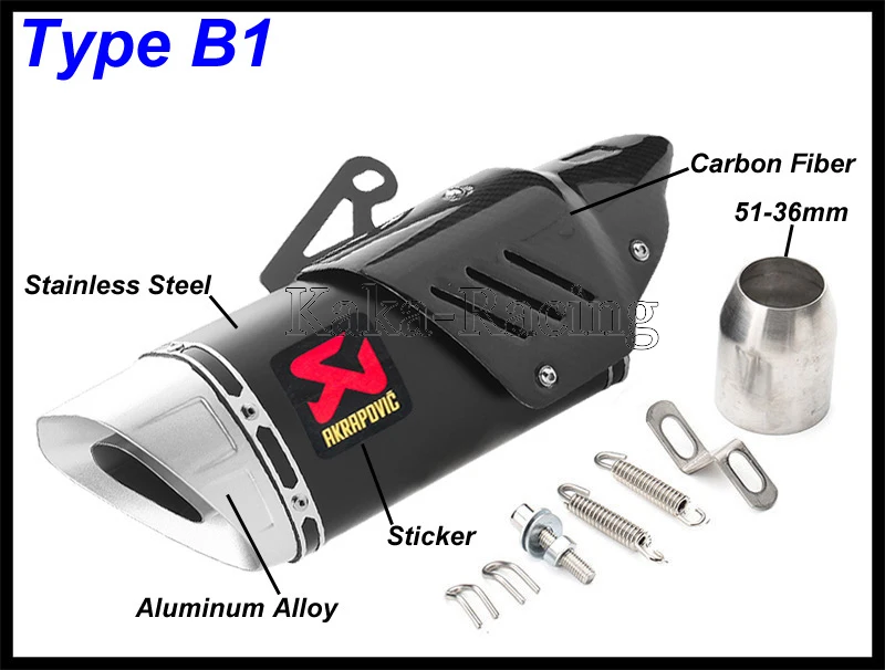 Настоящее углеродное волокно 500cc 600cc Универсальный мото rcycle глушитель выхлопной трубы R11 R6 R1 CBR500 Z900 Z750 akrapovic выхлопной escape moto - Цвет: Type B1
