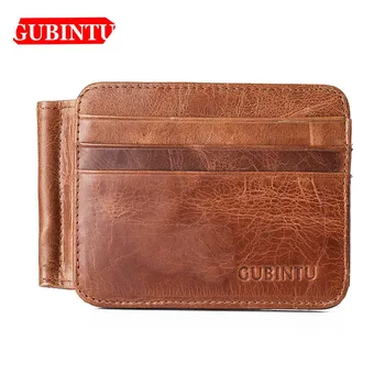 

GUBINTU Vintage Genuine Leather Short Men Wallets Solid ID Card Holder Passard Holder Card Wallets High Quality Brand Men Purse