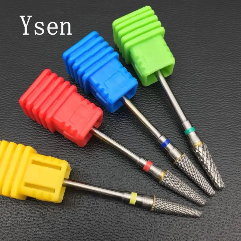 

4 size bullet type carbide nail drills for electric manicure machine to remove dead skin nail file polishing tool accessories