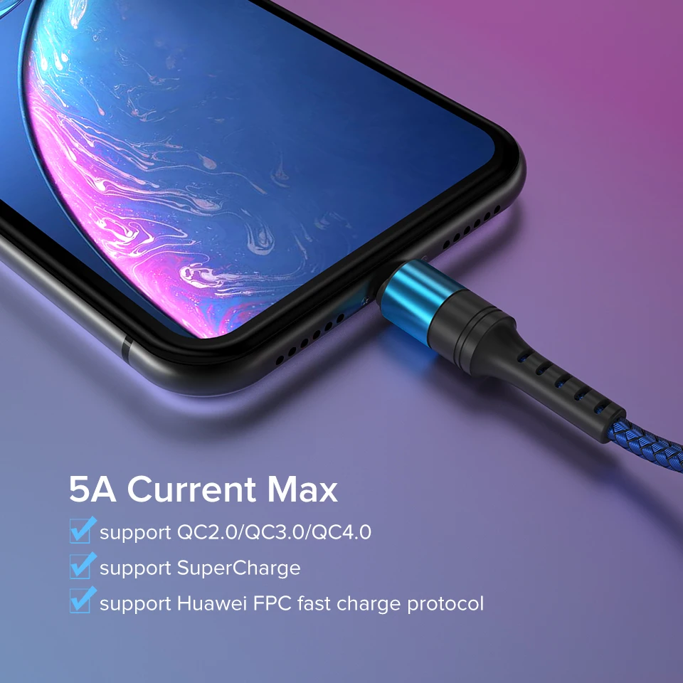 1 м 2 м type C USB Cabe 5A супер зарядка Kable для huawei Honor mate 20 P30 P20 Pro QC3.0 Быстрая зарядка USBC шнур нейлоновый провод для передачи данных