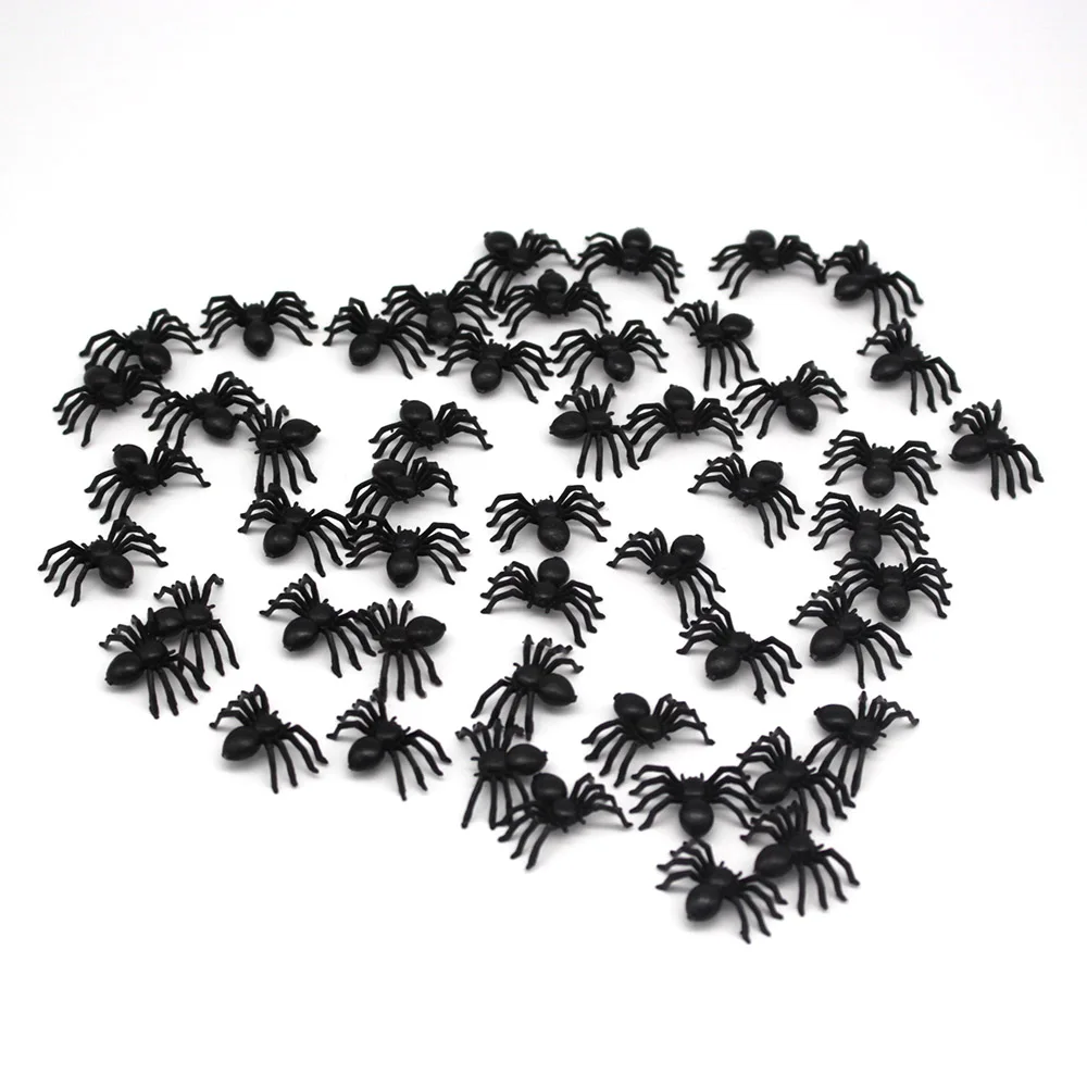 

50x Plastic Black Spider Trick Toy Halloween Haunted House Prop Decor Hot Sale