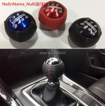 

Round ball leather 6 speed M10*1.5 mugen gear shift knob shifter lever head fit for hond Acur black red blue