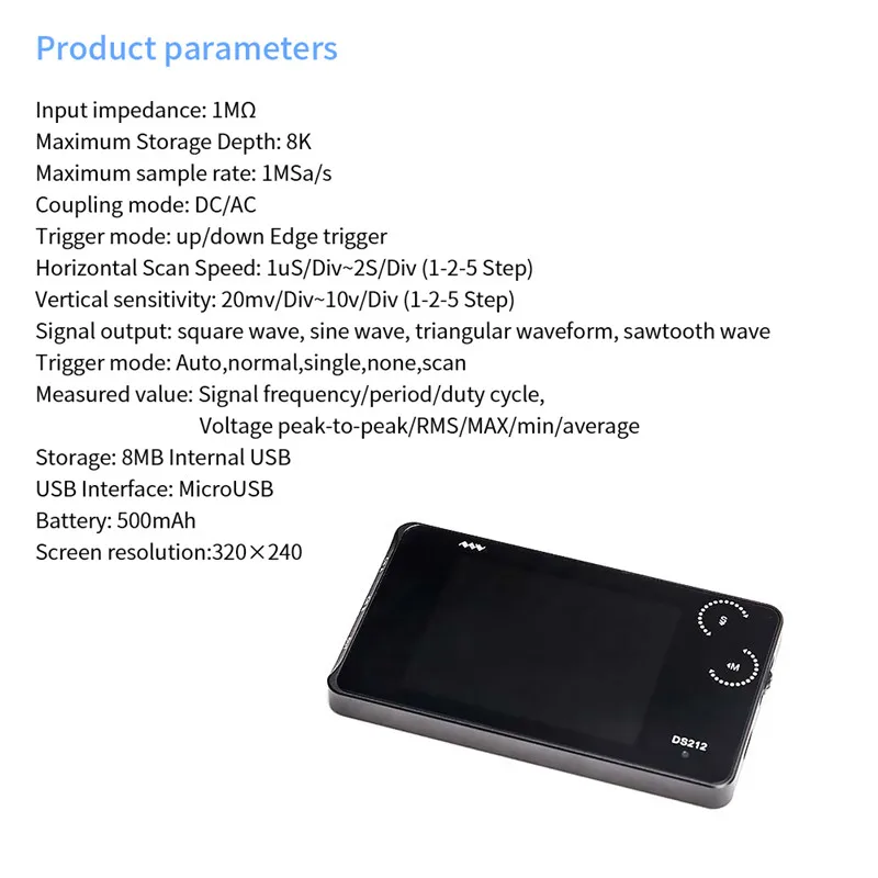 Digital Oscilloscope Portable Multimeter Waveform Generator USB 2 Channels LCD Display Logic Analyzer Test Meter Tool Oscilograf (7)_