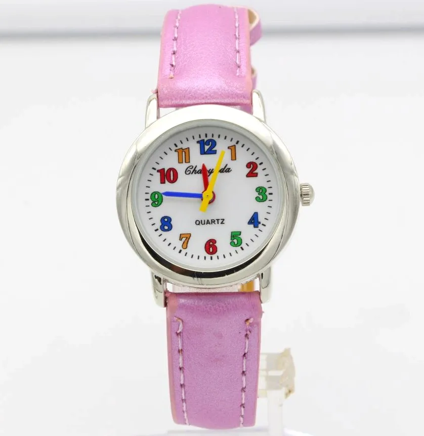 

High Quality Boy Watch Girl Kids Children's Gift Faux Leather Strap Learn Tell Time Tutor Student Wristwatch U48 Fashion Watches