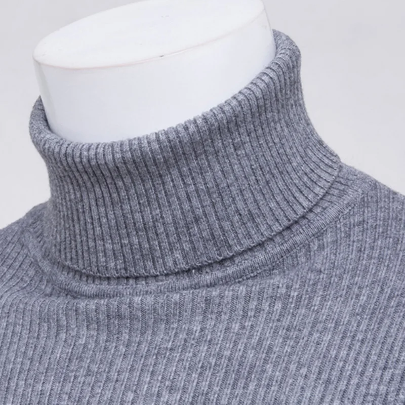 Aisputent осенне-зимний мужской однотонный пуловер, верхняя одежда, мужской вязаный свитер с длинным рукавом и высоким воротником, облегающий вязаный свитер, топы